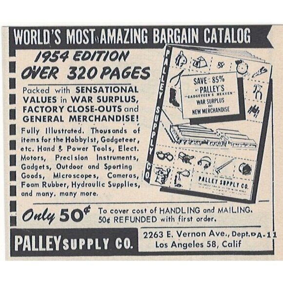 Palley Supply Co Catalog Vintage Print Ad 1954 Los Angeles Ca Original u - Picture 1 of 1